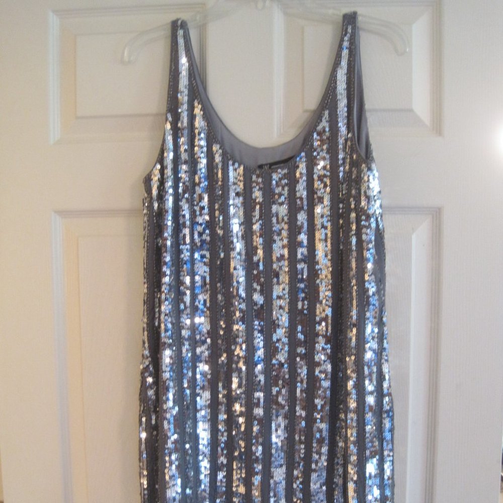 INC INTERNATIONAL CONCEPTS SILVER SEQUIN DRESS